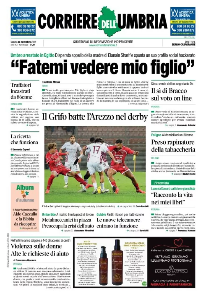 Prima-pagina-corriere umbria-del-2024-11-23